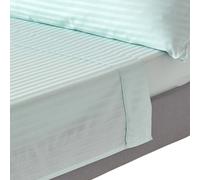 (Super-King, Blue) Egyptian Cotton Flat Sheet Single 330 Thread Count Satin Stripe