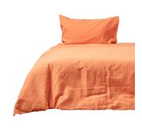 Luxury Soft Plain Linen Duvet Cover Set Homescapes Burnt Orange Super King