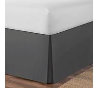 (Super King, Charcoal) Plain Cotton Percale Platform Base Valance Pleated