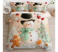 Super King Colorful Duvet Cover, Soft Anti-Allergy Cute Christmas Snowman Love Printed Bedding Set Brushed Microfiber Duvet Covers with zipper - 260 x 220 cm Suitable for family couple children