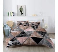 Super King Coverless Duvet Abstract, Washable All Seasons Warm Grey Bedding Comforter Set 3 Piece with 2 Pillowcase, 260 x 220 cm Marble Triangle Zebra Stripes Reversible Lightweight Duvet Sets