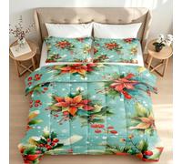 Super King Coverless Duvet All Season Reversible Christmas Botanical
