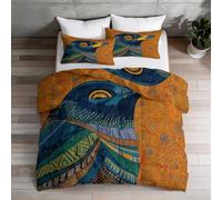 Super King Coverless Duvet Set 260 x 220 cm, Classical Ethnic Art Animals Birds All Season Comforter, 4.5 Tog Lightweight & Cosy Spring Summer Quilt for Students Dorm, Teen Bedroom, Multicoloured