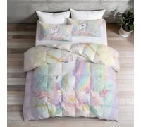 Super King Coverless Duvet Set 4.5 Tog Down Alternative Comforter with 2 Shams, Dreamy Elegant Floral Animal Unicorn Bedding Quilt Sets for All Seasons, Machine Washable, 260 x 220 cm, Multicoloured