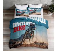 Super King Coverless Duvet Set 4.5 Tog Down Alternative Comforter with 2 Shams, Fashion Sport Mountain Bike Cyclist Bedding Quilt Sets for All Seasons, Machine Washable, 260 x 220 cm, Multicoloured