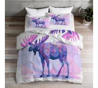 Super King Coverless Duvet Set 7.5 Tog, Aesthetics Art Animals Elk Soft Comforter Duvets for All Seasons, Machine Washable, 260 x 220 cm Bedding Set with 2 Shams, Multicolored
