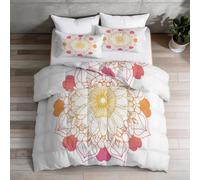 Super King Coverless Duvet Set 7.5 Tog, Fine Lines Symmetry Floral Patterns Mandala Soft Comforter Duvets for All Seasons, 260 x 220 cm Bedding Set with 2 Shams for Boys and Girls, White