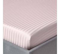 Egyptian Cotton Satin Stripe Fitted Sheet 12 inch 330 Thread Count Homescapes Dusty Pink Super King Fitted