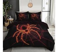 Super King Duvet Cover, Glowing Spider Soft Breathable Bedding For Kids, Reversible Cartoon Style Quilt Cover With 2 Zippered Pillowcase 50X75Cm, 220 X 260 Cmblack