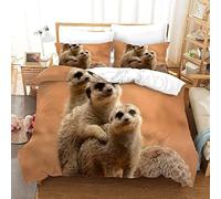 Super King Duvet Cover Meerkat Duvet Cover King Size with Zipper Closure Microfiber Soft Breathable Bedding Sets + 2 Matching Pillowcases, for Adults Teenagers 5G10X270066