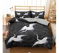 Super King Duvet Cover Red-crowned crane Duvet Cover King Size with Zipper Closure Microfiber Soft Breathable Bedding Sets + 2 Matching Pillowcases, for Adults Teenagers 5G9X181464