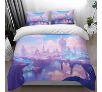 Super King Duvet Cover Set 260X240Cm Purple Buildings Duvet Sets Soft Bedding Microfiber Fluffy Duvet Cover Easy Care,Bedroom Quilt Cover Set,Duvet Set Boys,Duvet Covers Girls
