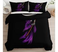 Super King Duvet Cover Set, Abstract Reversible Bedding Set for Girls Boys Adults - Black Brushed Microfiber Sickle Death Mysterious Minimalist Quilt Covers with Pillowcase, 260 × 220 cm