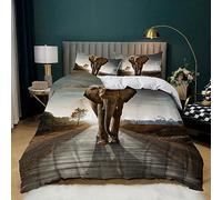 Super King Duvet Cover Set Animal Gray Elephant Pattern Bedding Sets Super King Size Luxury, Duvet Cover with 2 Pillowcases