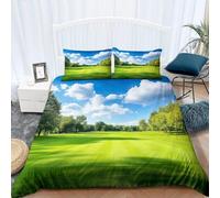 Super King Duvet Cover Set Blue Sky and White Clouds Soft Microfiber Lawn and Nature Bedding 3D Printed Quilt Cover 260x220 and 2 Pillowcases with Zipper Closure Easy Care D-1825