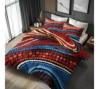 Super King Duvet Cover Set Boho Mandala, Reversible Super King Bedding Set Retro Aboriginal Pattern for Bedroom Decor, Soft Microfibre Quilt Cover, 2 Pillowcases, Zip APE41