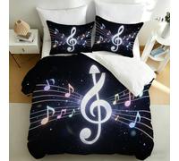 Super King Duvet Cover Set Colorful Musical Notes Soft Microfiber Dreamy Music Theme Bedding 3D Printed Quilt Cover 260x220 and 2 Pillowcases with Zipper Closure Easy Care N.226