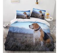 Super King Duvet Cover Set Dog Soft Microfibre Bedding Set 3D Printed Cute Animals Quilt Cover 260x220 cm with Zipper Closure with 2 Pillowcases 50x75 cm b.2650