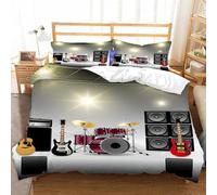 Super King Duvet Cover Set Electronic Instrument Soft MicrofiberRock Theme Bedding 3D Printed Quilt Cover 260x220 and 2 Pillowcases with Zipper Closure Easy Care B-15