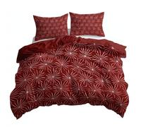 Super King Duvet Cover Set Festive Atmosphere Delicate Prints Textures 3D printed Bedding Set Soft Brushed Microfiber Polyester, Red Reversible Breathable Soft Bedding for Boys and Girls, All Season