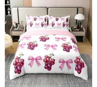 Super King Duvet Cover Set Grape 3D Printed Purple Fruit Bedding Set Brushed Microfibre Quilt Cover 260x220 cm with Zipper Closure and 2 Pillowcases 50x75 cm a929