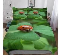 Super King Duvet Cover Set Insects 3D Printed Green Leaves Bedding Set Brushed Microfibre Quilt Cover 260x220 cm with Zipper Closure and 2 Pillowcases 50x75 cm d-191