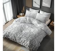 Super King Duvet Cover Set Leaves, Reversible Super King Bedding Set Leaf Botanical Grey Pattern for Bedroom Decor, Soft Microfibre Quilt Cover, 2 Pillowcases, Zip SAE91