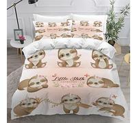 Super King Duvet Cover Set Lovely kawaii sloth Duvet Cover Modern Colorful Comforter Cover with Zipper King Size Bedding Sets Luxury Bedroom Decor 3Pcs Polyester