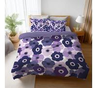 Super King Duvet Cover Set, Minimal Flowers Brushed Microfibre Bedding Set, Ultra-Soft, Breathable, Botanical Purple Quilt Cover for Kids & Aldults, with 2 Pillowcases, 260 X 220 cm, 3 Pac