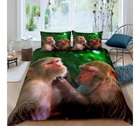 Super King Duvet Cover Set Monkey Jungle 3D Printed Wild Animals Bedding Set Brushed Microfibre Quilt Cover 260x220 cm with Zipper Closure and 2 Pillowcases 50x75 cm j-1325