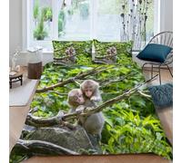 Super King Duvet Cover Set Monkey Soft Microfibre Bedding Set 3D Printed Wildlife Quilt Cover 260x220 cm with Zipper Closure with 2 Pillowcases 50x75 cm c.1275