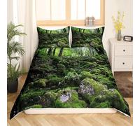 Super King Duvet Cover Set Moss and Branches 3D Printed Nature Scenery Bedding Set Brushed Microfibre Duvet Cover Set 260x200 cm with Zipper Closure and 2 Pillowcases 50x75 cm e-845