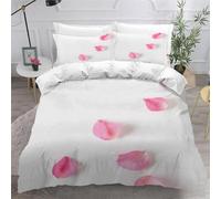 Super King Duvet Cover Set Pink Petals Soft Microfibre Bedding Set 3D Printed Minimalist Art Quilt Cover 260x220 cm with Zipper Closure with 2 Pillowcases 50x75 cm d.1750