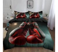 Super King Duvet Cover Set, Premium Brushed Microfiber Bedding 260 x 220 cm with Sports Exercise Boxing Gloves Design for Teens aldult, Grey Quilt Cover, Universal for all seasons Suitable