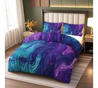 Super King Duvet Cover Set Purple Marble Reversible Abstract Marble Print 3 pcs 260x220cm Bed Set Microfibre Purple Blue Bedding Set Ultra Soft Easy Care Non Iron Quilt Cover