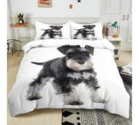 Super King Duvet Cover Set Schnauzer Soft Microfibre Bedding Set 3D Printed Cute Animals Quilt Cover 260x220 cm with Zipper Closure with 2 Pillowcases 50x75 cm e.1950