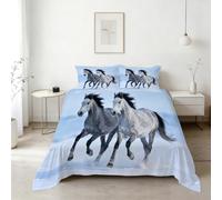 Super King Duvet Cover Set Steed Soft Microfiber Animals in Snowy Winter Landscapes Bedding 3D Printed Quilt Cover 260x220 and 2 Pillowcases with Zipper Closure Easy Care P.122