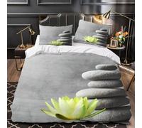 Super King Duvet Cover Set Stone Water Lily Soft Microfibre Bedding Set 3D Printed Boys and Girls Quilt Cover 260x220 cm with Zipper Closure with 2 Pillowcases 50x75 cm c.830