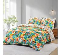 Super King Duvet Cover Set - Super Soft Brushed Microfibre Hotel Quality Gift Bedding, Lightweight, Grey Quilt Covers Double King Superking Size Reversible Bed Sets (Yellow Floral, Super King)