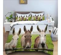Super King Duvet Cover Set White Donkey Bedding Sets Soft Comfortable Washable Easy Care Microfiber Quilt Covers 260x220, Printed Comforter Cover 3 Pieces Bed Sets for Boys Girls with 2 Pillow Cases