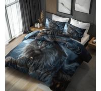 Super King Duvet Cover Sets Cat Bedding - 3 Piece with 2 Pillowcases, Cute Art Animals Printed Design, for Bedroom Decor, Soft Brushed Microfiber, Zip Fastening - WA246