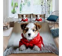 Super King Duvet Cover Sets Cute Puppy Brushed Soft Microfiber Pets Double Bedding Set 3D Printed Zipper Quilt Cover 260x220cm and 2 Pillowcases 50x75 D-2632