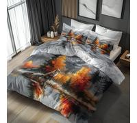 Super King Duvet Cover Sets Fox - Woodland Landscape Bedding 3 Piece with 2 Pillow Cases - Reversible Design & Bedroom Decor - Soft Microfibre Quilt Cover with Zip W7i98
