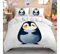Super King Duvet Cover Sets Premium Brushed Microfiber Duvet Cover Cute Cartoon Penguins Ultrasoft Hypoallergenic Reversible 3 Pcs Bedding Set With Zipper Closure, White Simple Animals 220 X 260 Cm