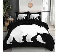 Super King Duvet Cover Sets Premium Brushed Microfiber Duvet Cover Polar Bear Silhouette Ultrasoft Hypoallergenic Reversible 3 Pcs Bedding Set With Zipper Closure, Simple Design 220 X 260 Cm