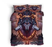 super king duvet cover Three Wolf Heads duvet cover king size Breathable and soft microfiber blanket with double pattern and fade-proof quality, invisible zip