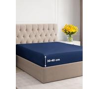 Super King Fitted Bed Sheet 180x200 cm - Extra Deep Fitted Sheet for Mattresses up to 40 cm (16") - Soft Brushed Microfiber - Wrinkle, Shrinkage & Fade Resistant - OEKO-TEX - Navy Blue - Bottom Sheet