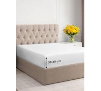 Super King Fitted Bed Sheet 180x200x40cm - Extra Deep Fitted Sheet for Mattresses up to 40 cm (16") - Soft Brushed Microfiber - Wrinkle, Shrinkage & Fade Resistant - OEKO-TEX - White - Bottom Sheet