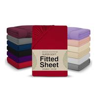 Super King Fitted Sheet - 180 x 200 cm with 30cm Deep Pocket, Soft Brushed Microfibre, Wrinkle-Free, Easy Care, Fade & Shrink Resistant by MAGNA COLLECTION (Red, Super King)