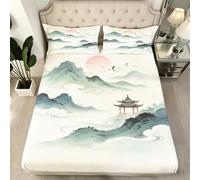 Super King Fitted Sheet Japanese Style, 3D Fitted Bed Sheet Super King Japanese Style Deep Pocket 12 inch (30 cm) - Microfibre Fitted Sheets - Shrinkage and Fade Resistant Bedding - Bottom Sheet U322